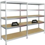 PROREGAL Mega Deal 2er-Set Schwerlastregal Rivet | HxBxT 180x120x60cm | Fachlast