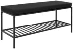 House Nordic Bank VITA mit Kissen Schwarz 100 cm Sitzbank Schuhregal Metall