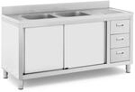 Royal Catering RC-IKS04 Sp&uuml;lenschrank 2 Becken Edelstahl 400 x 400 x 300 mm
