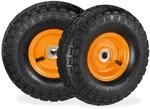 Relaxdays Sackkarrenrad 2er Set, 4.10 3.50-4, luftbereift, Stahlfelge, 136 kg,