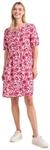 Street One Damen Knielanges Kleid mit Split Neck und Print