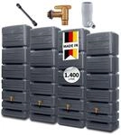 4rain Slim Wood Decor Wandtank-Set 1400 Liter Graphite Grey - Regentonne,...