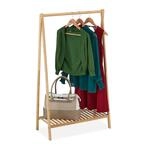 Relaxdays Kleiderst&auml;nder, Bambus, freistehende Garderobe mit Ablage, Flur &