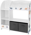 Joyz Kinderregal, Weltraum-Motiv, 93x30x98 cm, Wei&szlig;, Spielzeugregal mit 8