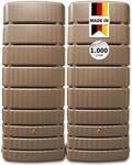 4rain Slim Regentonne Wandtank-Set 1000 Liter Taupe &ndash; 2 x 500 L Wandtank inkl.