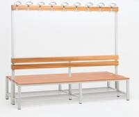 Garderobenbank mit Haken 2-seitig 2 Sitzb&auml;nke mit Schuhrost HxBxT 170x200x60 cm