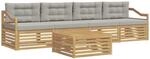 vidaXL Outdoor-Sofagarnitur 5 pcs Wei&szlig; und Hellgrau Massivholz Akazie,...