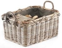 Kobolo Holzkorb f&uuml;r Kaminholz rechteckig Kubu grey - Rattan - Stoff dunkel