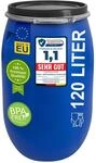 plasteo 120 Liter Weithalsfass als Regentonne/Futtertonne - Fass mit Deckel &