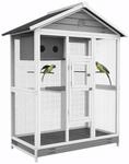 PawHut Voliere Vogelvoliere aus Holz, Vogelk&auml;fig mit 4 Sitzstangen,...