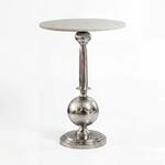 Wohnling Beistelltisch Rund 40x40cm Silber mit massiver Marmorplatte Wei&szlig; -...