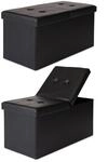 tavora Sitzbank mit Stauraum 76x38x38 cm, mit Klappdeckel, Kunstleder Schwarz,