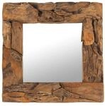 DESIGN DELIGHTS Holz WANDSPIEGEL Teak 50" | Teakholz (erodiert), Natur, 50x50x3...