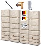 4rain Slim Stone Decor Wandtank-Set 1400 Liter sandbeige - Regentonne,...