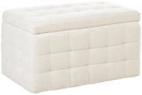 Hocker mit Stauraum Deckel Boucl&eacute; wei&szlig; Bettbank Truhe Fu&szlig;hocker Modern...