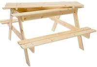 TIMBELA M010-1 Kinderstuhl-Set aus Naturholz mit Staufach - H50 x 90 x 90 cm...