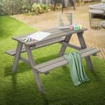 ML-Design Kindersitzgarnitur f&uuml;r Drau&szlig;en, Grau, Sitzgruppe Outdoor 2 B&auml;nke...