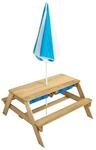 TP Toys Picknickbank aus Holz mit Sand und Wasser, mit Sonnenschirm, Garten- und