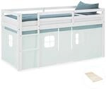 Homestyle4u Kinderbett Hochbett 90x200 mit Vorhang Lattenrost Treppe Gr&uuml;n...