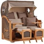 MR. DEKO&reg; Strandkorb D&uuml;ne Grande XL 2,5-Sitzer Teak | PE Geflecht Grey -...