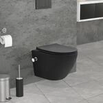 LuxeBath Wand WC Sp&uuml;lrandlos mit Bidet-Funktion Schwarz matt kurz 49cm,...