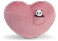Kissen Love Panda herzf&ouml;rmig 40x27cm mit Kuscheltier Baby-Panda 10cm -pink-