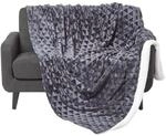 Homescapes Samt Kuscheldecke dunkelgrau 200x230 cm, Sherpa Fleece Wohndecke