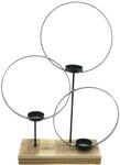 FRANK FLECHTWAREN Windlicht Kreise, Mattschwarz lackierte Metallringe, 3