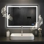CLP Badspiegel Jaffrey mit Beleuchtung, Bluetooth-Lautsprecher, Anti-Beschlag,