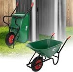 ECD Germany Schubkarre, 100 Liter PP-Mulde Gr&uuml;n, 150kg Tragkraft, Luftreifen...