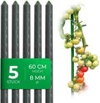 Novatool 5 St&uuml;ck kleine Pflanzst&auml;be 60cm gr&uuml;n 8mm stabil Metallrohr