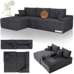 Juskys Sofa Coredo - modernes Cord Sofa mit Ottomane Links, gem&uuml;tliche Couch...