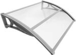 VOUNOT Vordach f&uuml;r Haust&uuml;r 100 x 80 cm, &Uuml;berdachung Haust&uuml;r aus Aluminium und