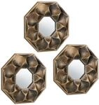 Relaxdays Spiegel 3er Set Blume, achteckiger Zierspiegel, Wohnzimmer, Flur,