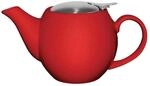 Olympia Cafe Steingut-Teekanne 510 ml, rot, abnehmbarer Metalldeckel - Kr&auml;utertee,