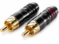 Sinuslive CS Metall Cinchstecker 1 Paar, titan-anthrazit, 24 Karat vergoldete RCA
