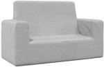 vidaXL Kindersofa 2-Sitzer Hellgrau Weich Pl&uuml;sch, Minisofa, Kindercouch,