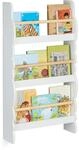 Relaxdays B&uuml;cherregal Wolke, 3 F&auml;cher, Kinderb&uuml;cherregal Wand, HxBxT: 80 x 42,5 x