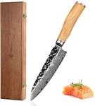 Wakoli Olive Santoku Messer aus echtem Damaststahl (VG10 Kern) 17cm Klinge &ndash;