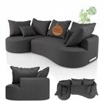 Juskys Sofa Tirano - Samt Grau, Ecksofa mit L-Form, mit R&uuml;cken- & Dekokissen,