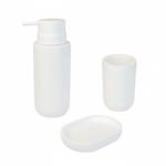 Relaxdays Bad Accessoires, 3-teilig, Seifenschale, Seifenspender, Zahnputzbecher,