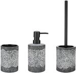 WENKO Bad-Accessoire Set Anfo Grau, 3-teilig, Bad Rundum-Set aus 390 ml