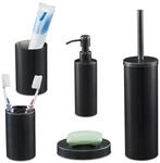 Relaxdays Badezimmer Set, 5-TLG, Badaccessoires Edelstahl geb&uuml;rstet, komplette