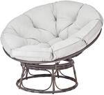 osoltus Relaxsessel Moon runder Loungesessel Papason II mit Kissen Natur Stahl