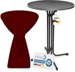 Beautissu Grauer Outdoor Stehtisch klappbar mit Husse 80 cm Bordeaux &ndash;...