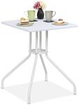 Relaxdays Gartentisch, HBT: 73 x 62 x 62 cm, Balkontisch Holzoptik, Kunststoff,