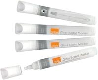 Nobo Liquid Ink Whiteboard-Marker f&uuml;r Glas-Whiteboards, 3 mm Rundspitze, 4er-Set,