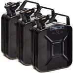 BW&reg; Benzinkanister Metall 3x 5 Liter - Kraftstoffkanister Schwarz - RAL 9005 -