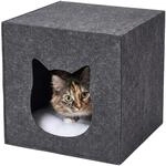 Relaxdays Katzenh&ouml;hle, Filz, HxBxT: 33 x 33 x 37 cm, Katzenhaus f&uuml;r Regale,