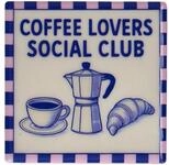 Gift Company Love Tiles, Untersetzer, Motiv: Coffee Lover, blau 11x0,6x11cm